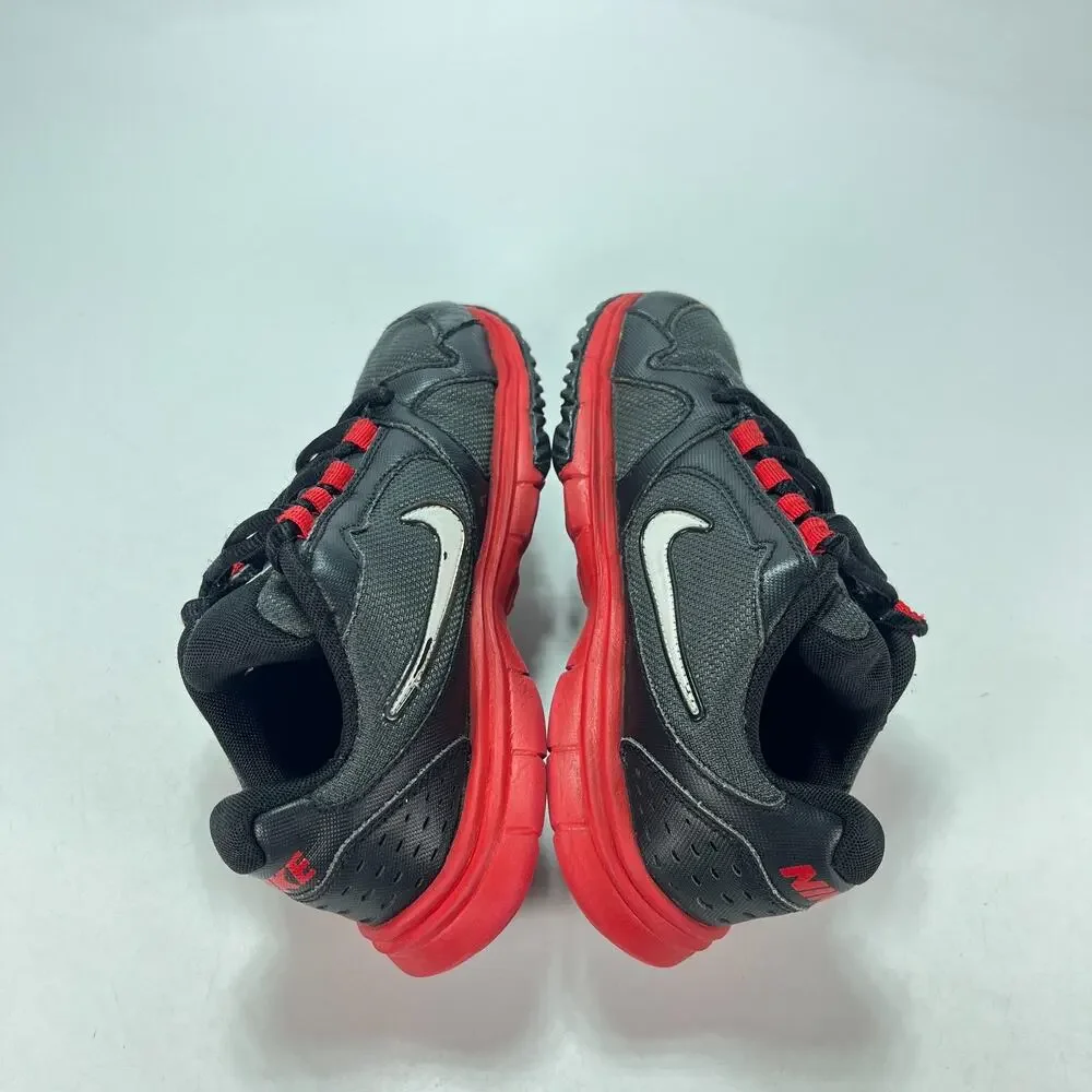 Nike Black Red Swoosh Lace Up Athletic Shoes Casual Sneakers Youth Size 1.5Y
